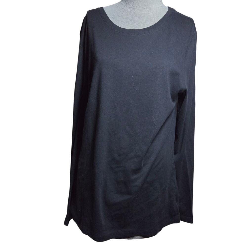 Black Cotton Blend Long Sleeve Tee Size XL